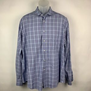 Ermenegildo Zegna Mens Shirt Plaids Size-L Blue 1